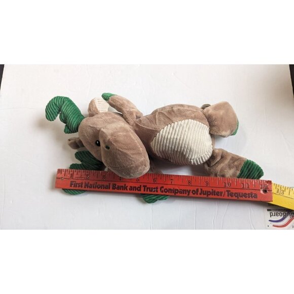 Kelly Toy Reindeer Plush Rattle Brown Tan Green Baby Christmas 12 in sewn eyes - Picture 7 of 7